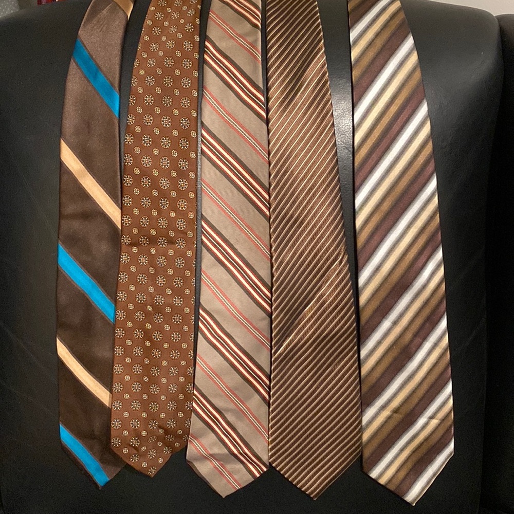 Mens brown and gold silk neckties